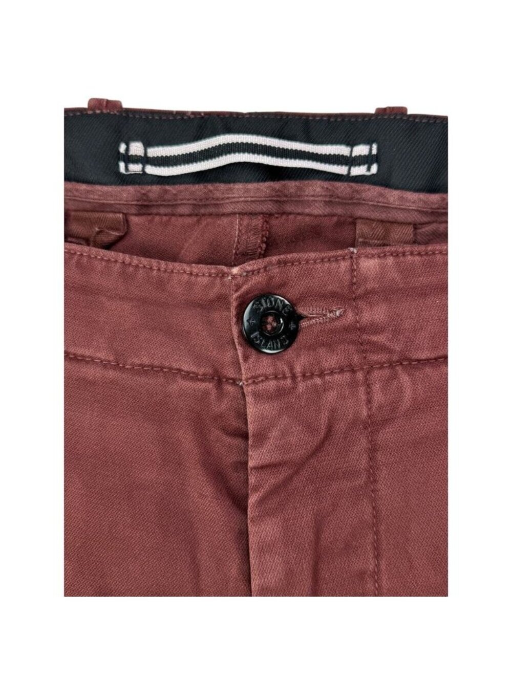 STONE ISLAND Chino Slim Fit Pants Type SK Size 34 Washed Maroon - Picture 4 of 9
